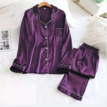 002 Purple Silk Nightwear