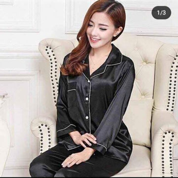 002 Black Silk Nightwear