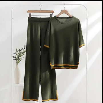 006 Green Baggie Style half Sleeves T-shirt With Loose Trouser