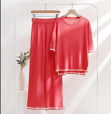 006 Peach Baggie Style half Sleeves T-shirt With Loose Trouser