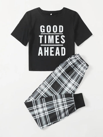012 Black Good time Ahead Printed Night wear