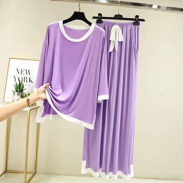 004 Purple Flapper Style Plazo Pajama Night Suit For Women