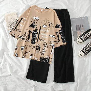 003 Skin Funky Printed Half sleeves Night Suit