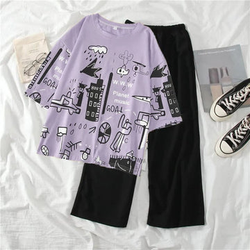 003 Purple Funkey Printed Night wear