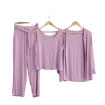 Baby Pink 3Pcs Sleepwear (Sando Shrug Trouser)