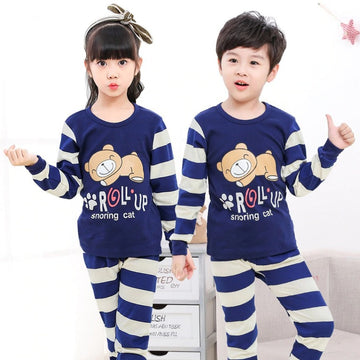 Baby or Baba Blue Roll Up Printed with lining Pajama Kids Suits (1 Pcs)