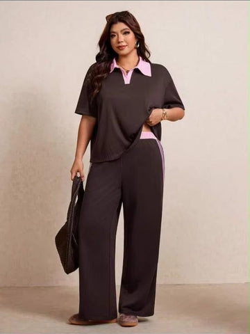 0000                   Brown Pink Collar Co-Ord Set For Her