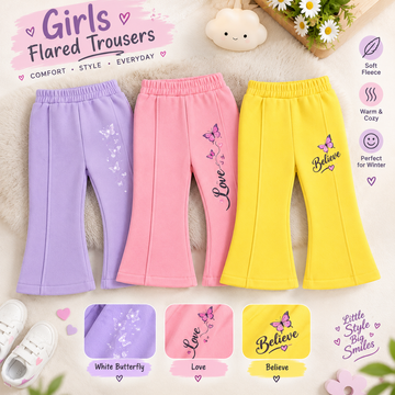 0000                   Multi Fleece Printed Trousers Pack of 3 (Black,Pink,Lilac)