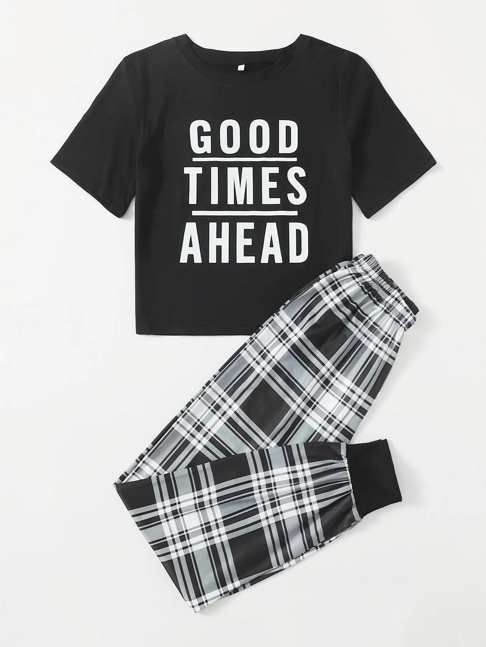 012 Black Good time Ahead Printed Night wear