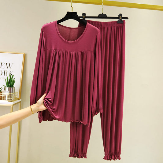 Maroon Frill Style Night Suit For Her