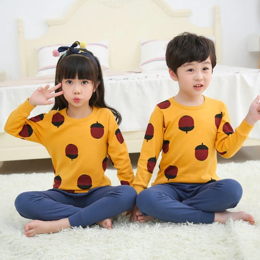 Baby or Baba Yellow Nuts Print Night Suit for Kids (1 Pcs)