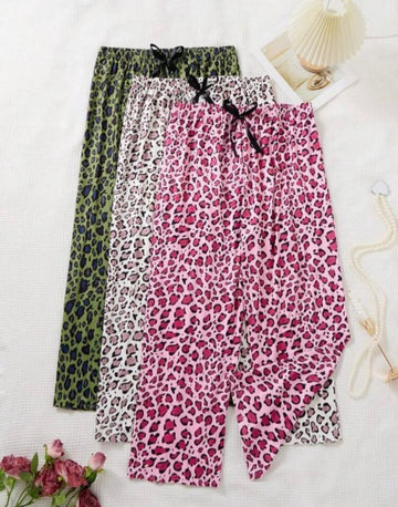 0000      Pack Of 3 Cheetah Printed  Pajamas  For Ladies