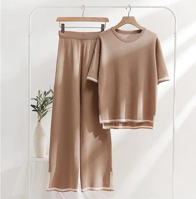 006 Brown Baggie Style half  Sleeves T-shirt With Loose Trouser