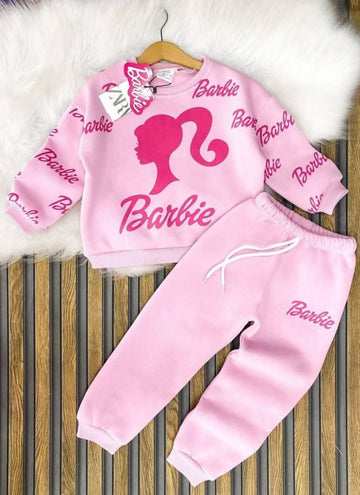 0000           Baby Pink Barbie Printed Kids Tracksuit