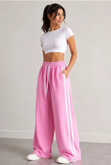 0000            Baby Pink White Stripes Terry Baggie Trouser for Her