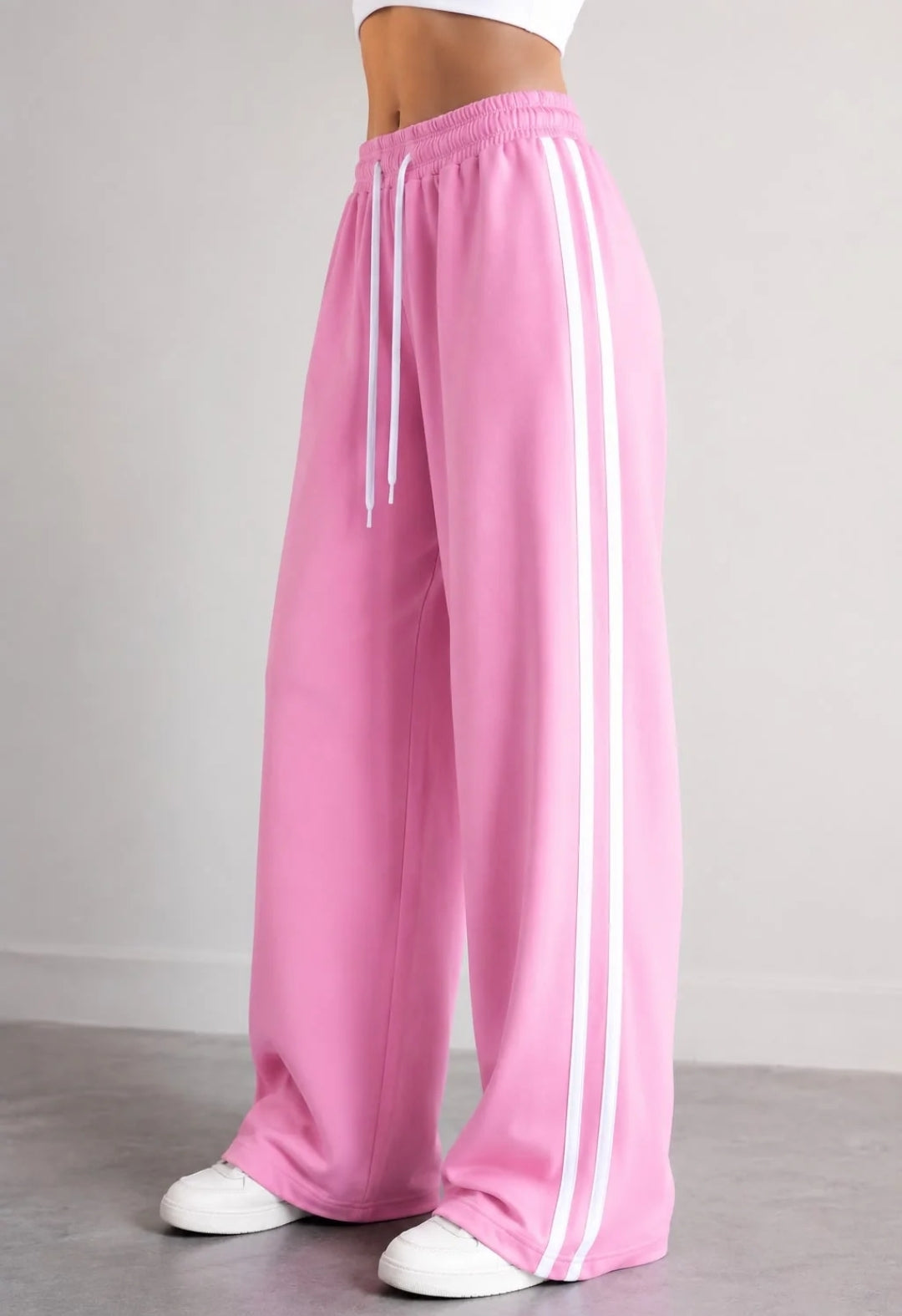 0000            Baby Pink White Stripes Terry Baggie Trouser for Her