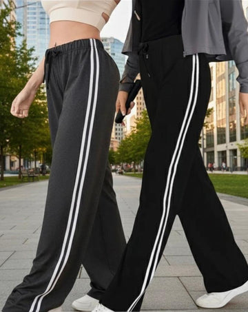 0000        Women Side Strip Track Pants - Pack of 2 (Grey & Black)