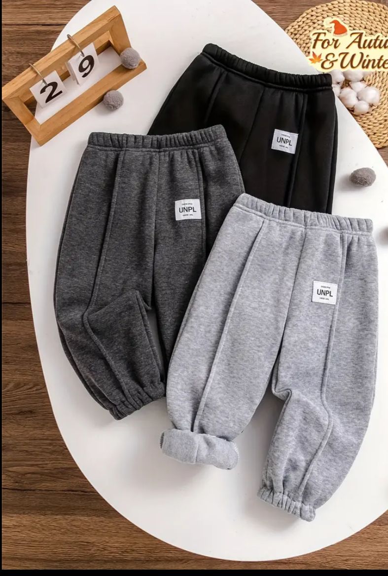 0000     Kids Joggers Pants Pack Of 3 Pants (Grey /Black/ Charcoal Grey)