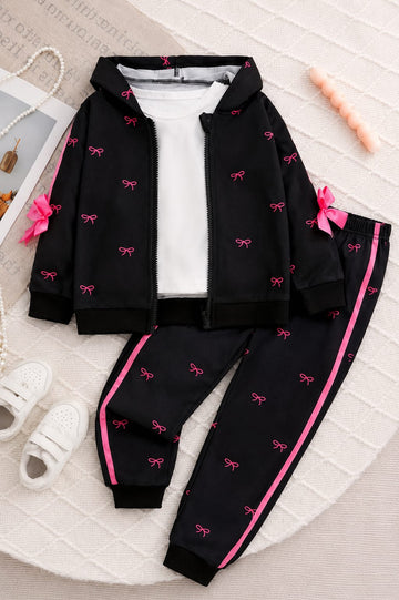 0000          Black Pink Bow Zipper With Black Pink Bow Fleece Trouser