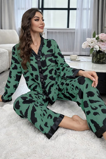 0000          Dark Green With Black Cheetah Printed Front Button Style For Her