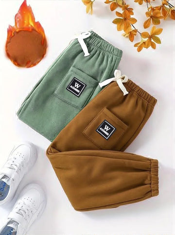 0000           Pocket Joggers Style Fleece Trousers For Kids ( Pack of 2 )