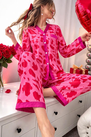 0000          Pink With Shocking Pink Cheetah Printed Front Button Style For Her