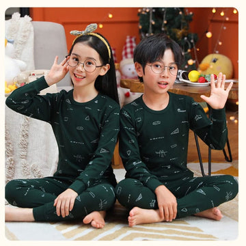 Baby Or Baba Dark Green Printed Full Sleeves T-shirt With Printed Pajama Suit for Kids (1 Pcs)