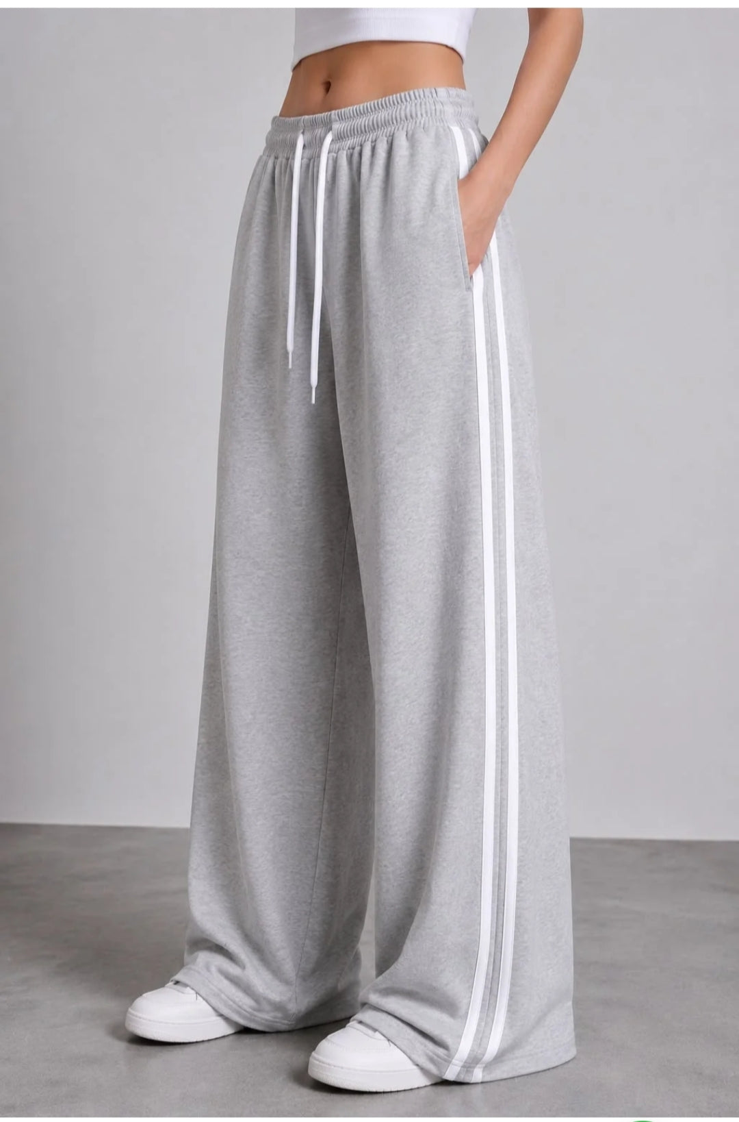 0000            Grey White Stripes Terry Baggie Trouser for Her